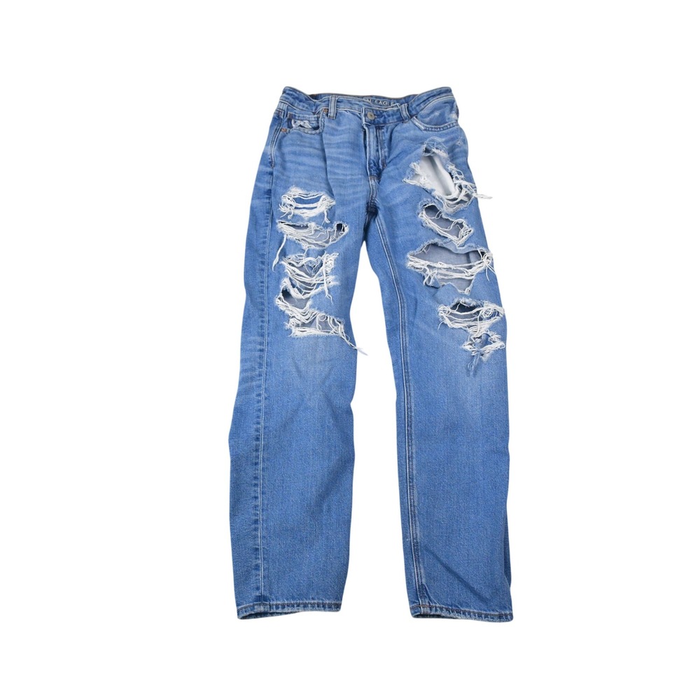 American Eagle Mom Jean Womens 4 (26x26.5) Distressed High Rise Strigid